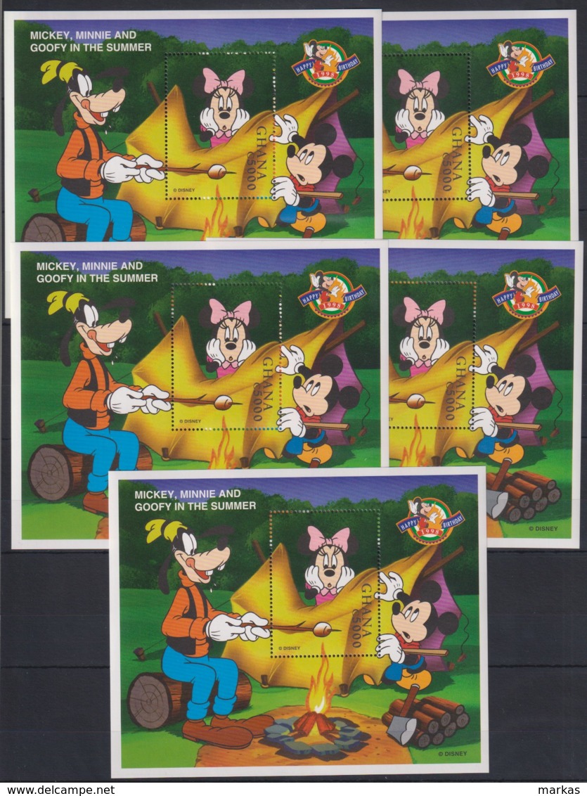 M914. 5x Ghana - MNH - Cartoons - Disney's - In The Summer - Overprint - Disney