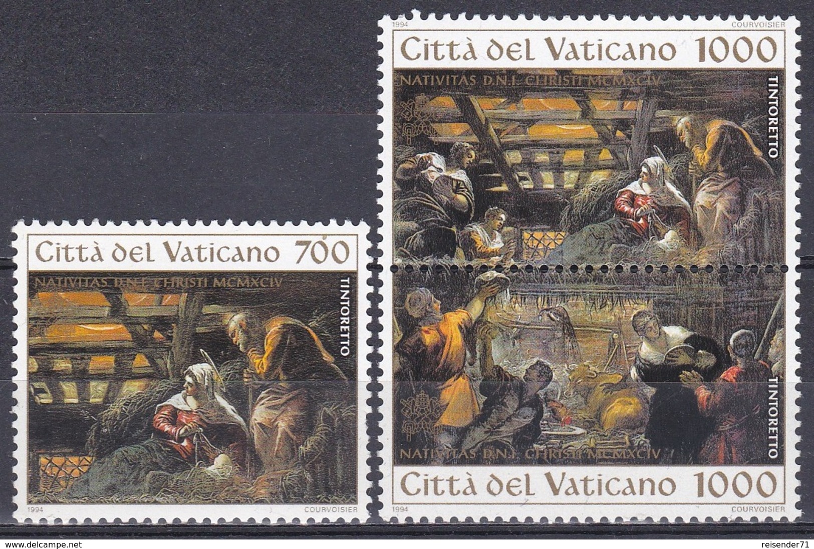 Vatikan Vatican 1994 Religion Christentum Weihnachten Christmas Kunst Arts Gemälde Paintings Tintoretto, Mi. 1133-5 ** - Ungebraucht