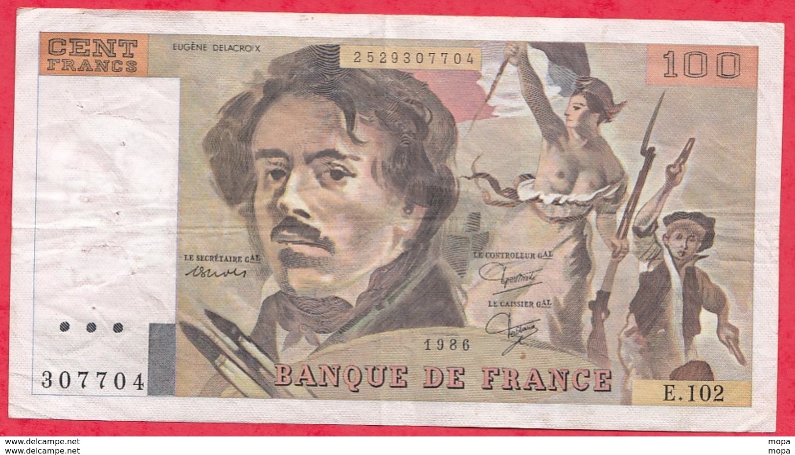 100 Francs "Delacroix" 1986---F/TTB+---Série E.102 - 100 F 1978-1995 ''Delacroix''