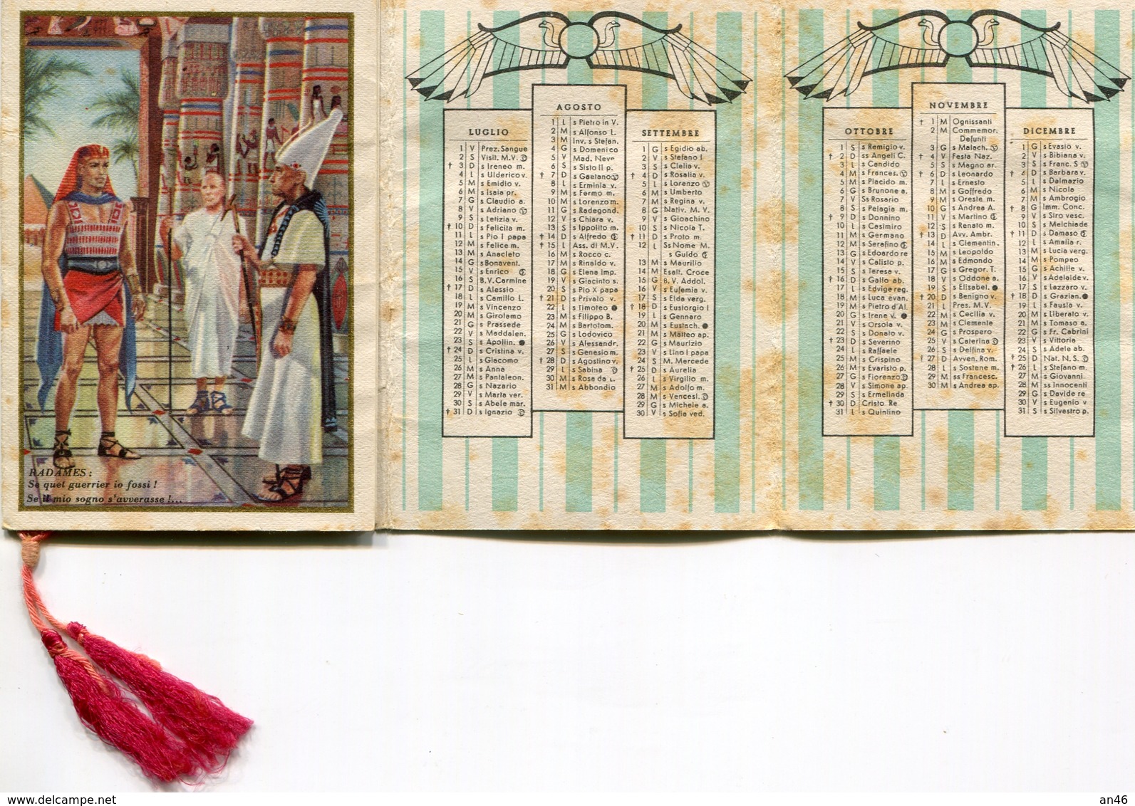 Calendario-Calendarietto-Calendrier-Kalender-Calendar-1960 "AIDA"Completo- Integro E Originale 100% - Big : 1941-60