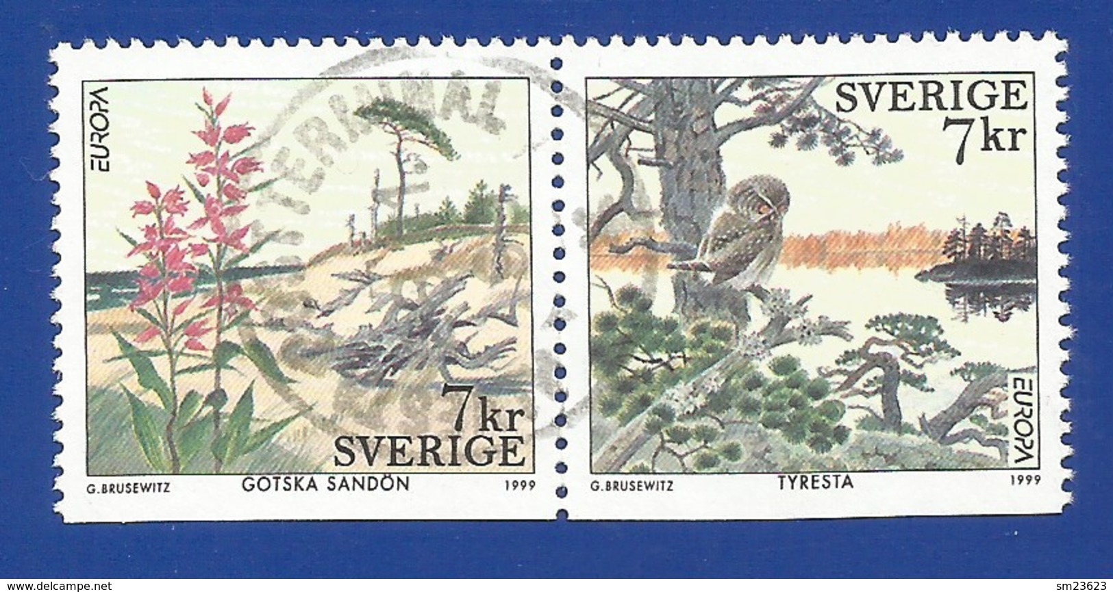 Schweden / Sverige 1999  Mi.Nr. 2122 / 2123 DU , EUROPA CEPT  Natur- Und Nationalparks -  Gestempelt / Used / (o) - 1999