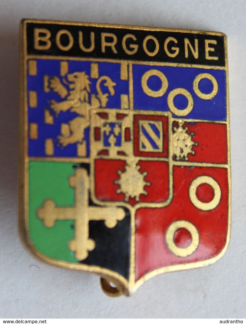 Ancienne Broche Insigne émaillée Bourgogne Blason Armoirie - Obj. 'Souvenir De'