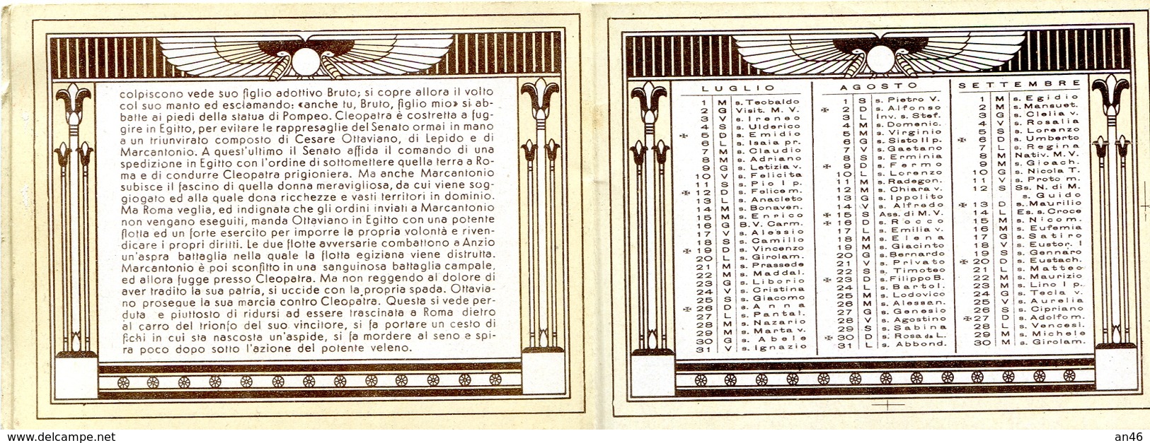 Calendario-Calendarietto-Calendrier-Kalender-Calendar-1936 "CLEOPATRA"Completo- Integro e Originale 100%