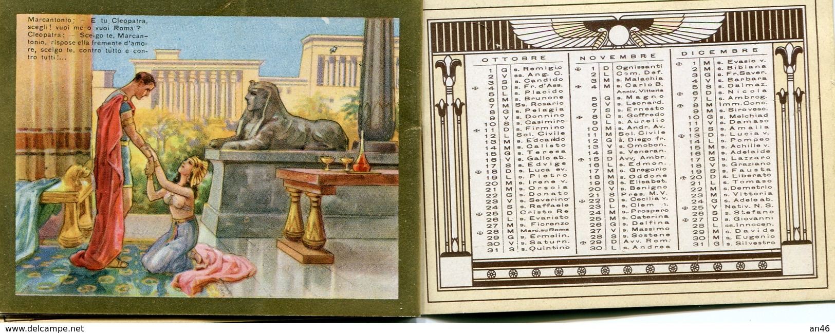 Calendario-Calendarietto-Calendrier-Kalender-Calendar-1936 "CLEOPATRA"Completo- Integro e Originale 100%