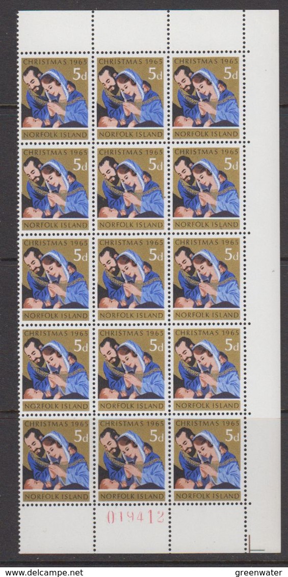 Norfolk Island 1965 Christmas 1v Strip Of 15 (corner) ** Mnh (42810A) - Ile Norfolk