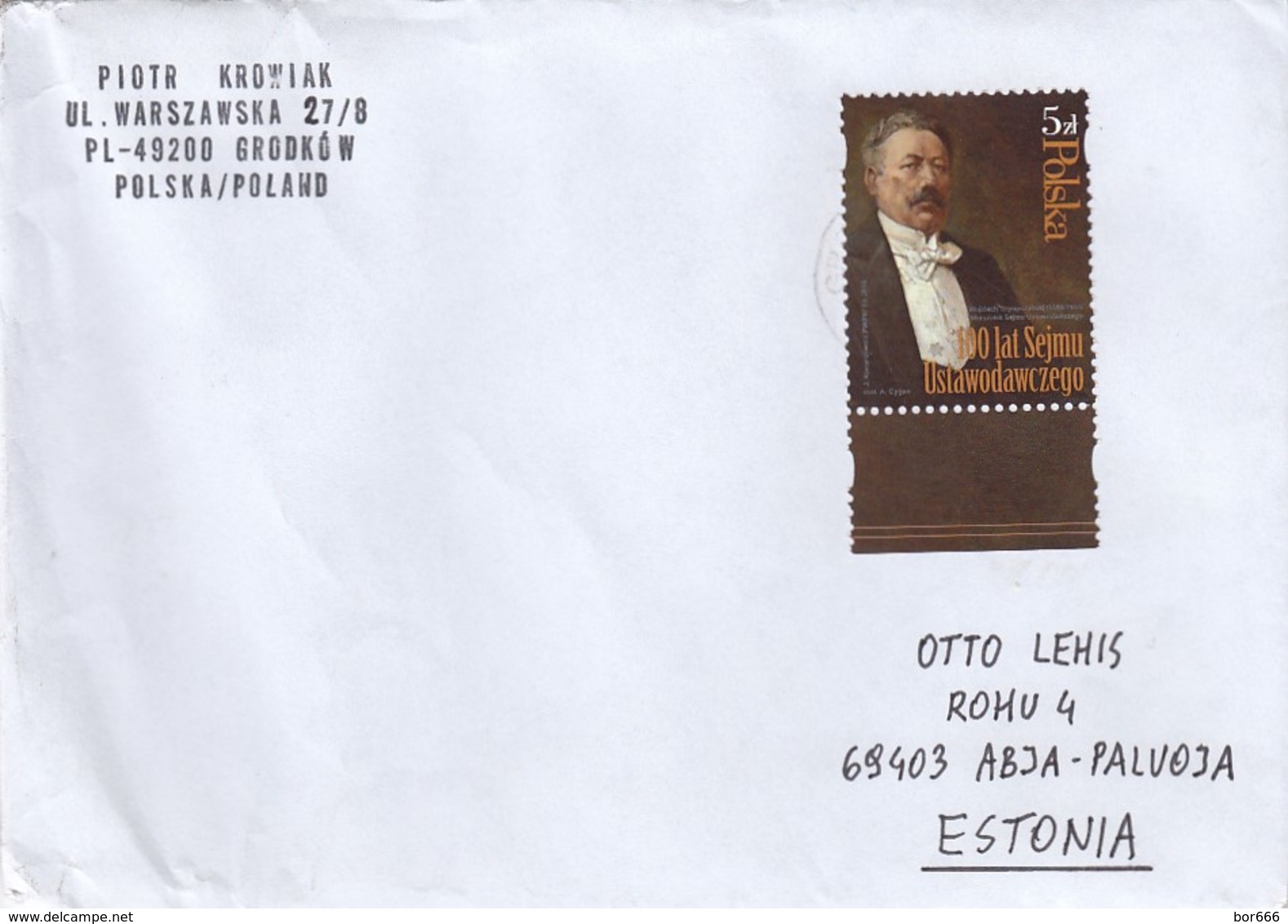 GOOD POLAND Postal Cover To ESTONIA 2019 - Good Stamped: Trampczynski - Covers & Documents