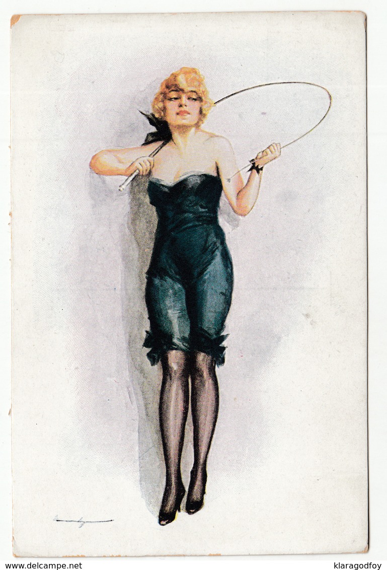 Girl With Whip (dominatrix) And 3 Other Illustrated  Vintage Postcards Unused B190520 - Pin-Ups