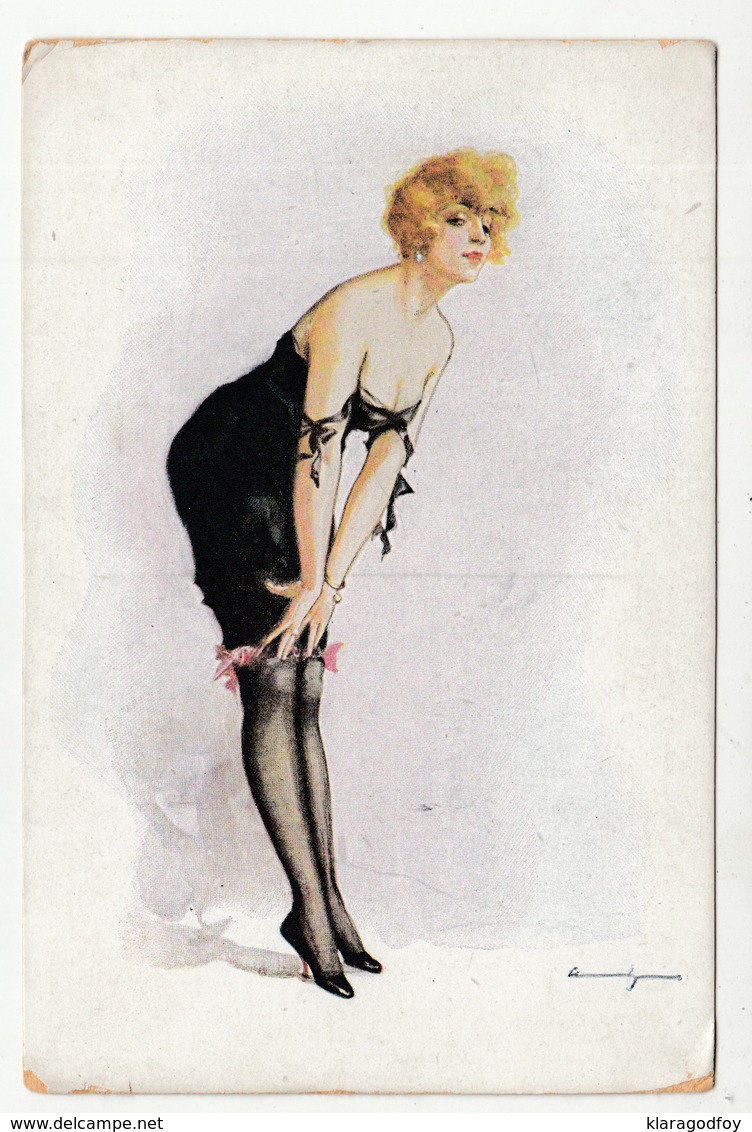 Girl With Whip (dominatrix) And 3 Other Illustrated  Vintage Postcards Unused B190520 - Pin-Ups