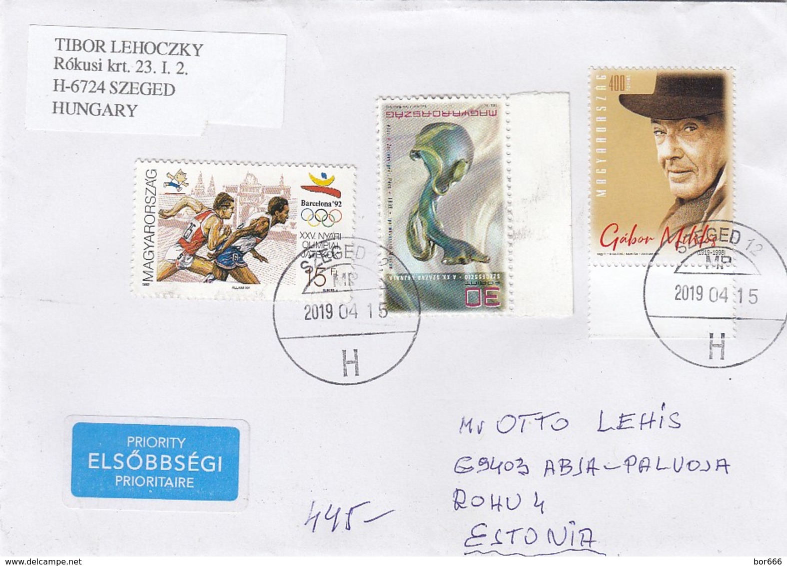 GOOD HUNGARY Postal Cover To ESTONIA 2019 - Good Stamped: Art ; Olympic Games ; Miklos - Covers & Documents