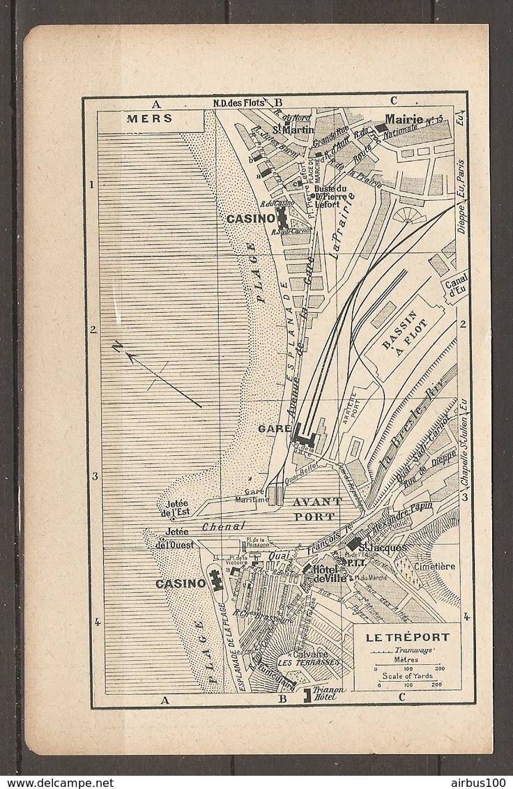 CARTE TOPOGRAPHIQUE 1923 LE TREPORT MERS SEINE MARITIME (76) CASINO AVANT PORT CHENAL BASSIN A FLOT GARE - Cartes Topographiques