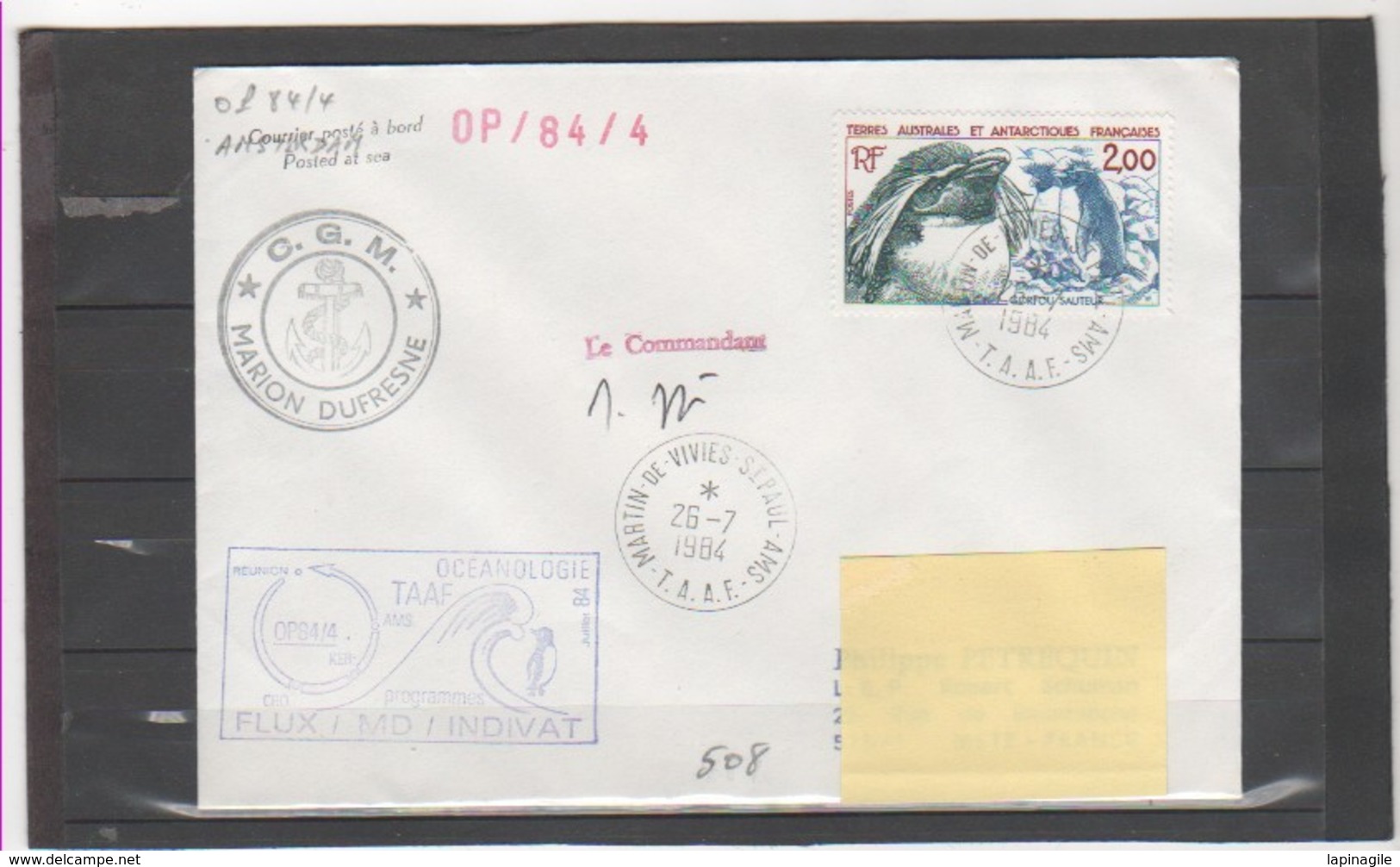 TAAF ENVELOPPE 1984 - Lettres & Documents