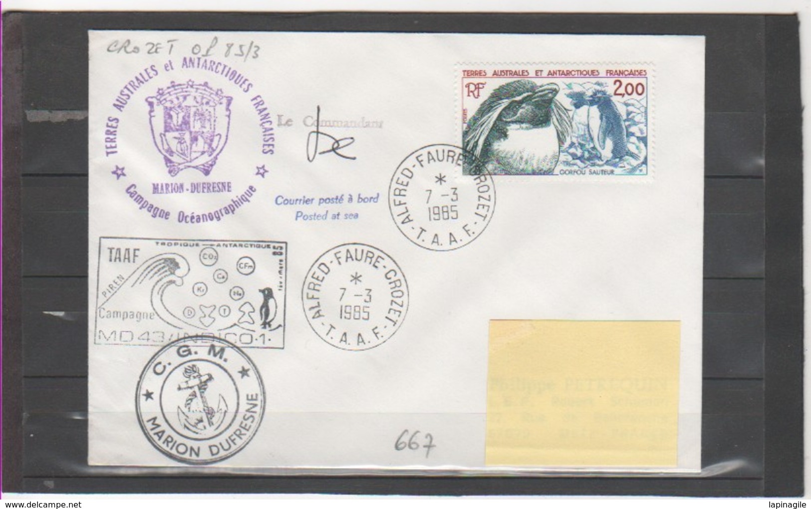 TAAF ENVELOPPE 1985 - Lettres & Documents