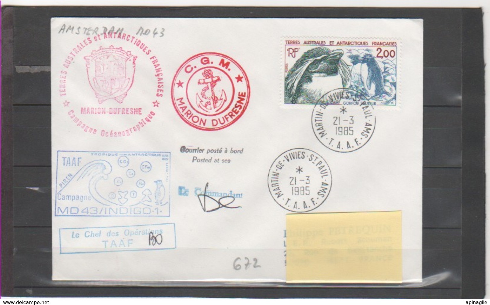 TAAF ENVELOPPE 1985 - Lettres & Documents