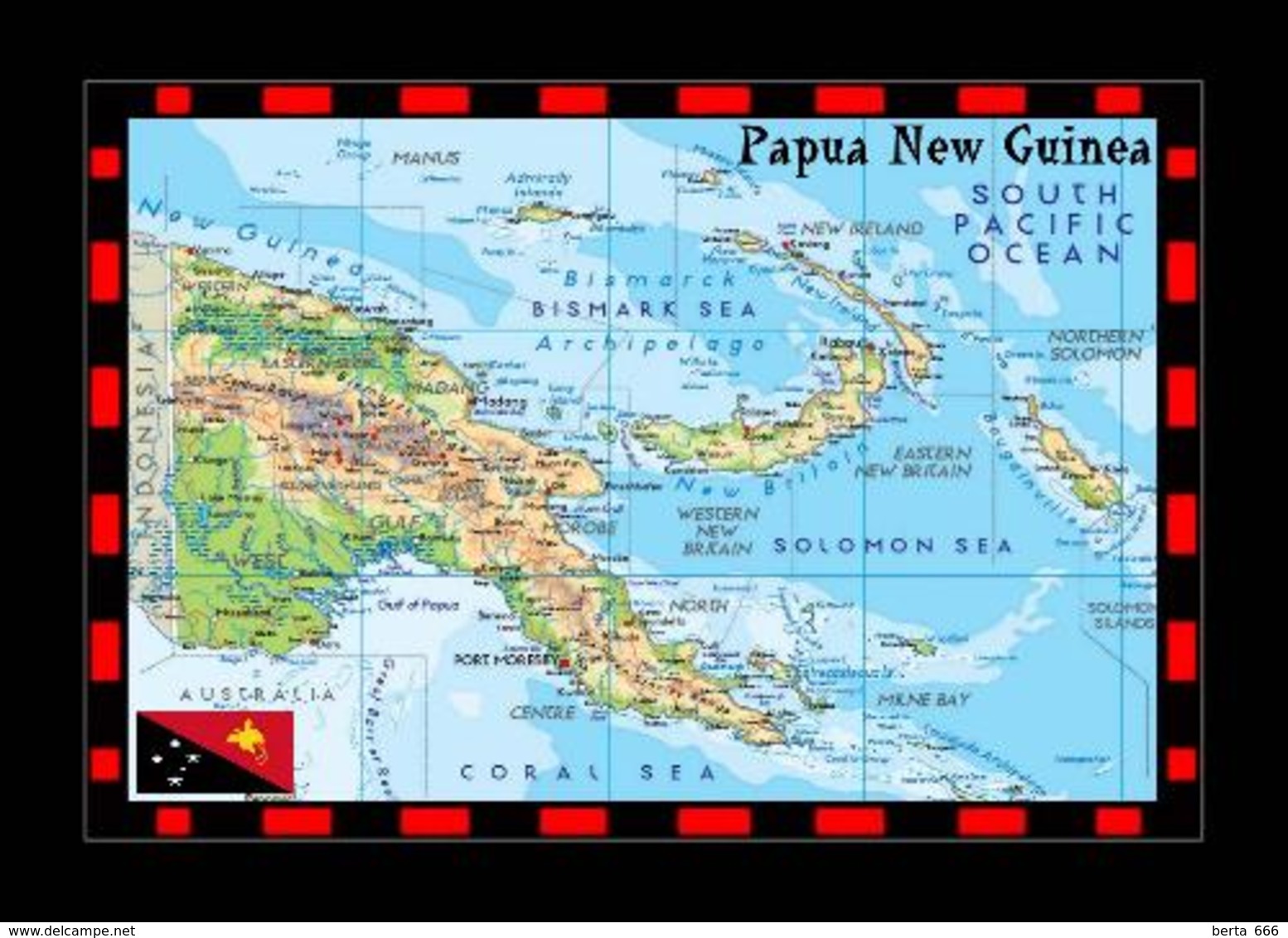 Papua New Guinea Country Map New Postcard Papua-Neuguinea Landkarte AK - Papua-Neuguinea