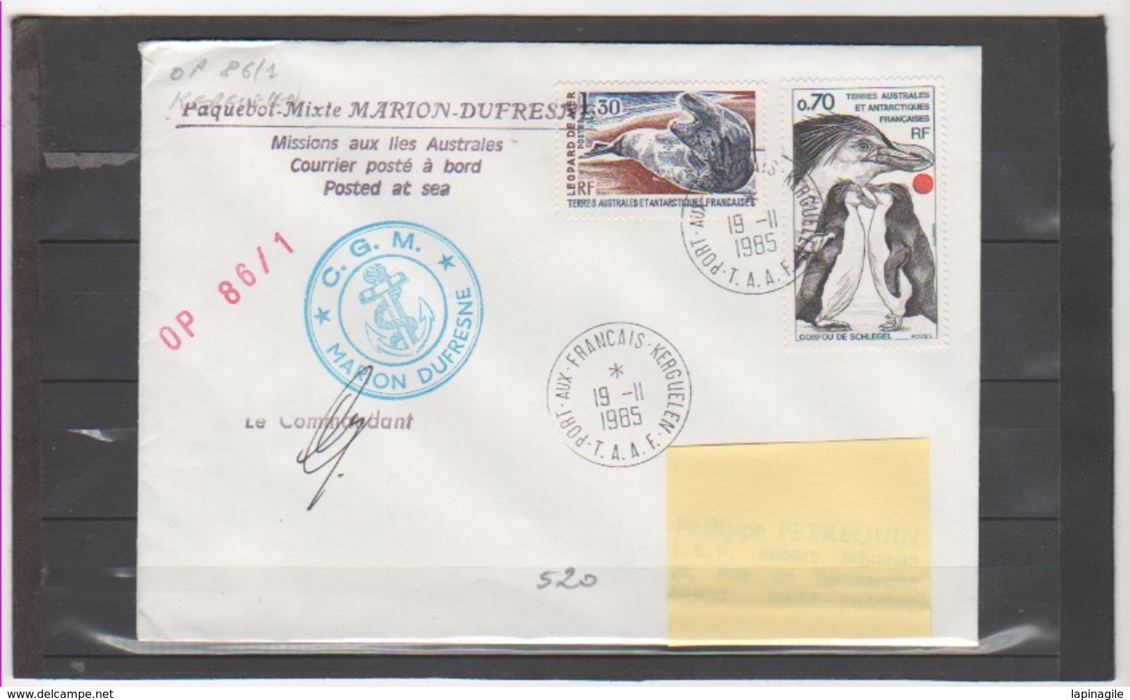 TAAF ENVELOPPE 1985 - Lettres & Documents