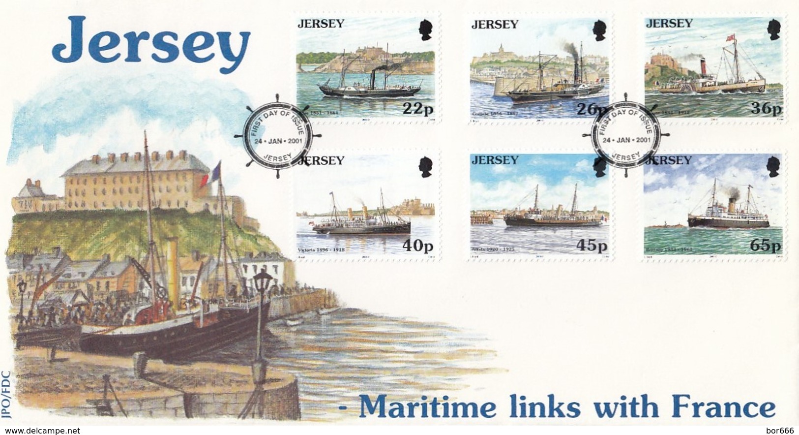 GOOD JERSEY FDC 2001 - Maritime Links With France - Jersey