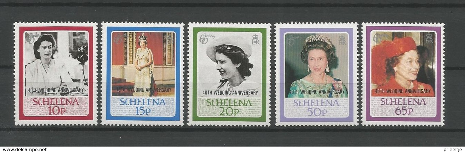 St Helena 1987 40th Wedding Anniv.  Y.T. 474/478 ** - Saint Helena Island