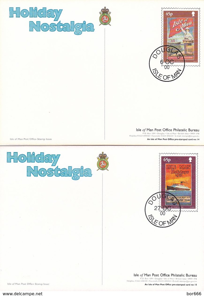 GOOD ISLE Of MAN Postcards With Original Stamp 2000 - Holidai Nostalgia - Isle Of Man