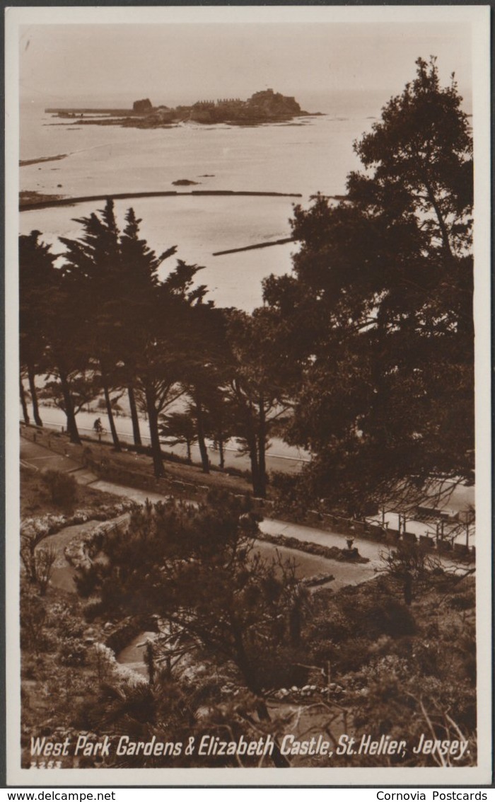 West Park Gardens & Elizabeth Castle, St Helier, Jersey, C.1940s - Photo-Precision RP Postcard - St. Helier