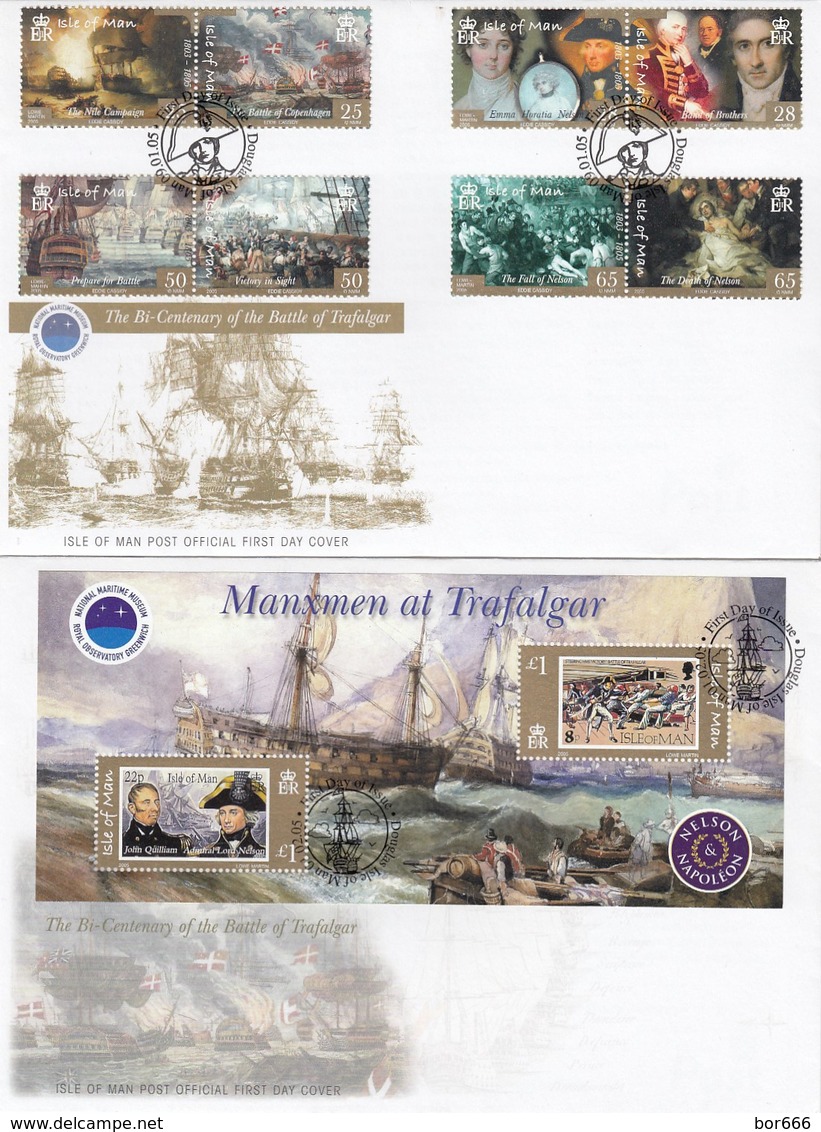 GOOD ISLE Of MAN FDCs 2005 - Battle Of Trafalgar - Isle Of Man