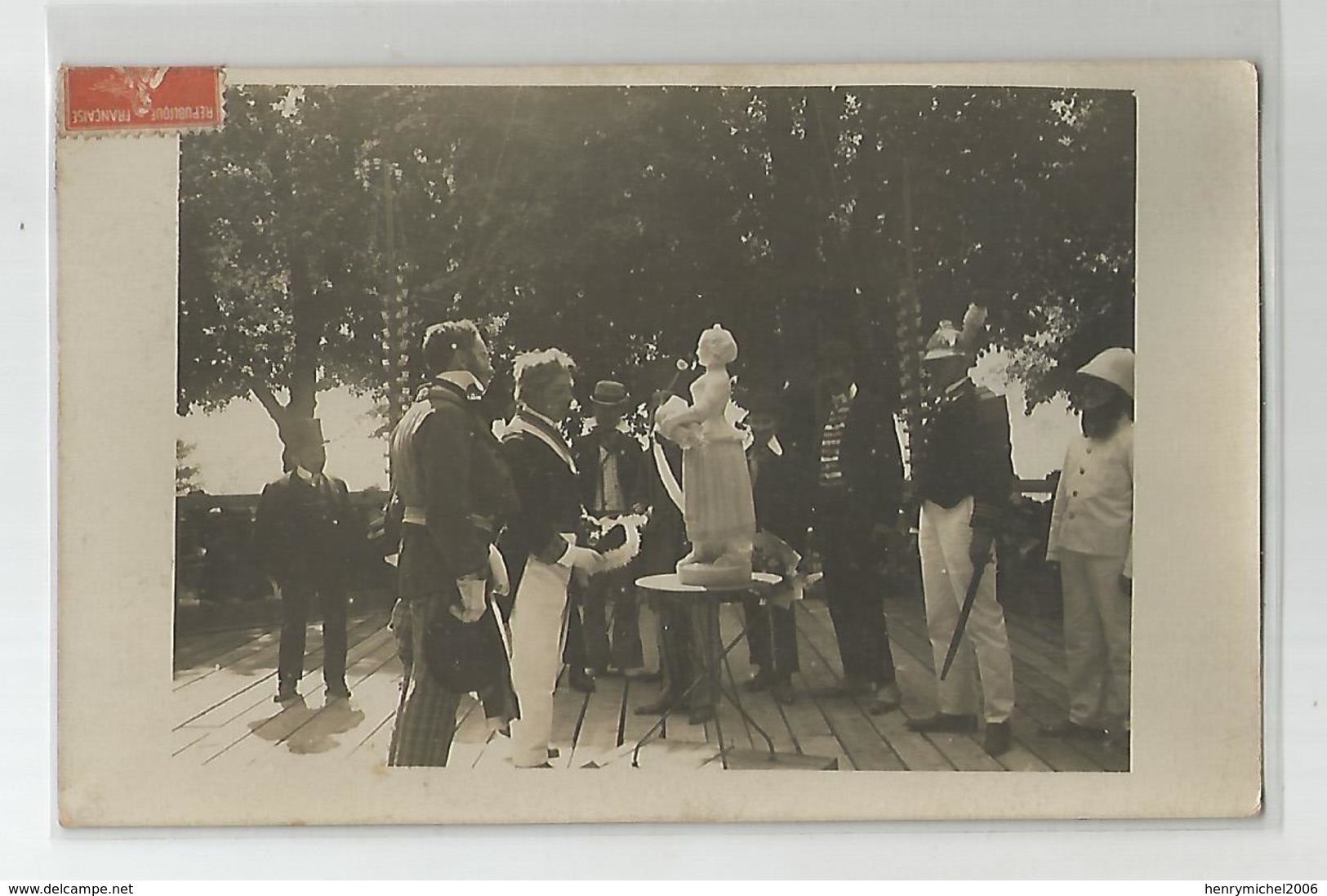 Carte Photo Statue Femme Cachet Angoulème 1908 Charente 16 - Te Identificeren