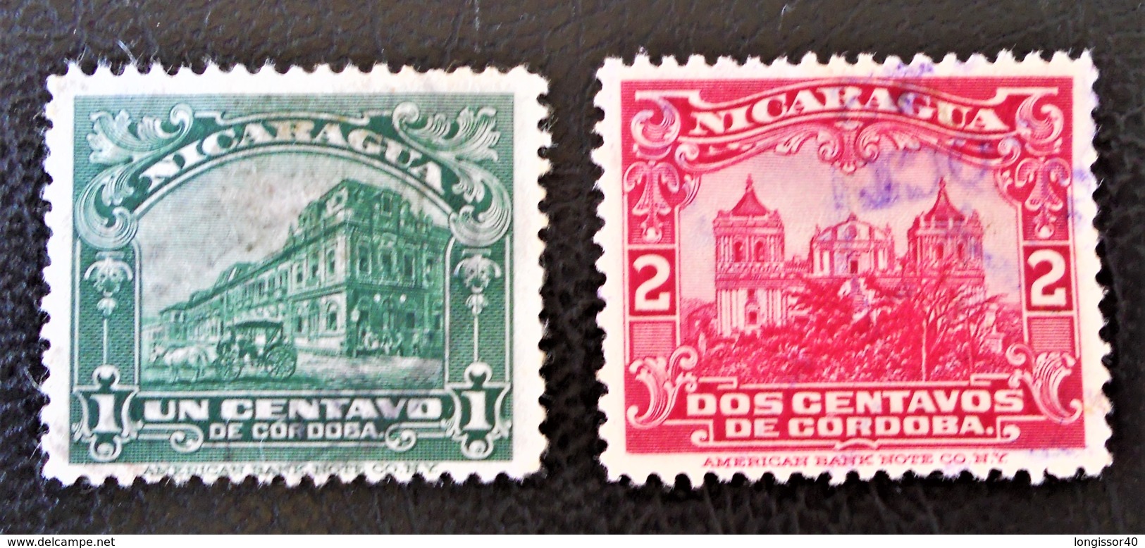 PALAIS DE MANAGA & CATHEDRALE DE LEON 1914 - OBLITERES - YT 365/66 - Nicaragua