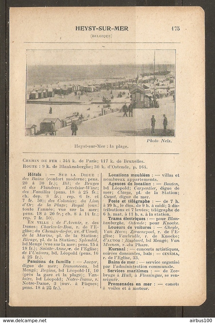 1923 BELGIQUE HEYST SUR MER CHEMIN DE FER 334 KM DE PARIS 117 KM DE BRUXELLES - HOTELS KURSAAL PROMENADES EN MER TRAMS - Spoorweg