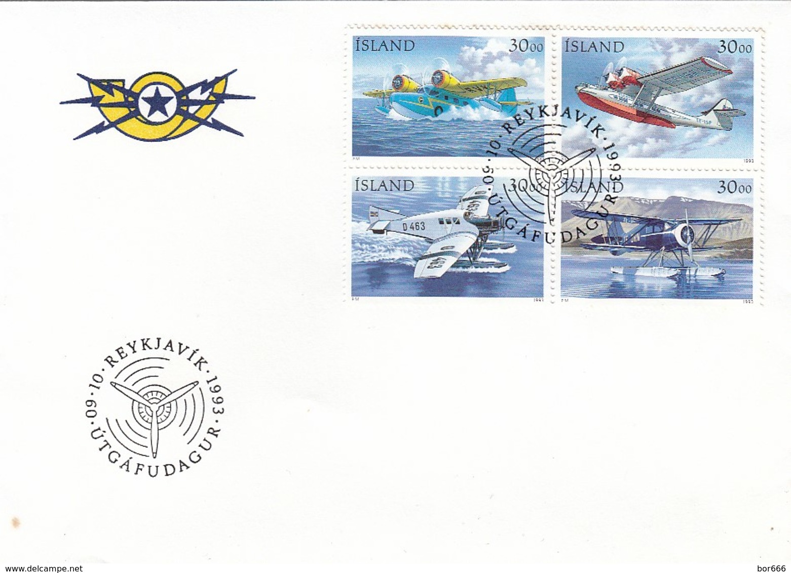 GOOD ICELAND FDC 1993 - Airplanes - FDC