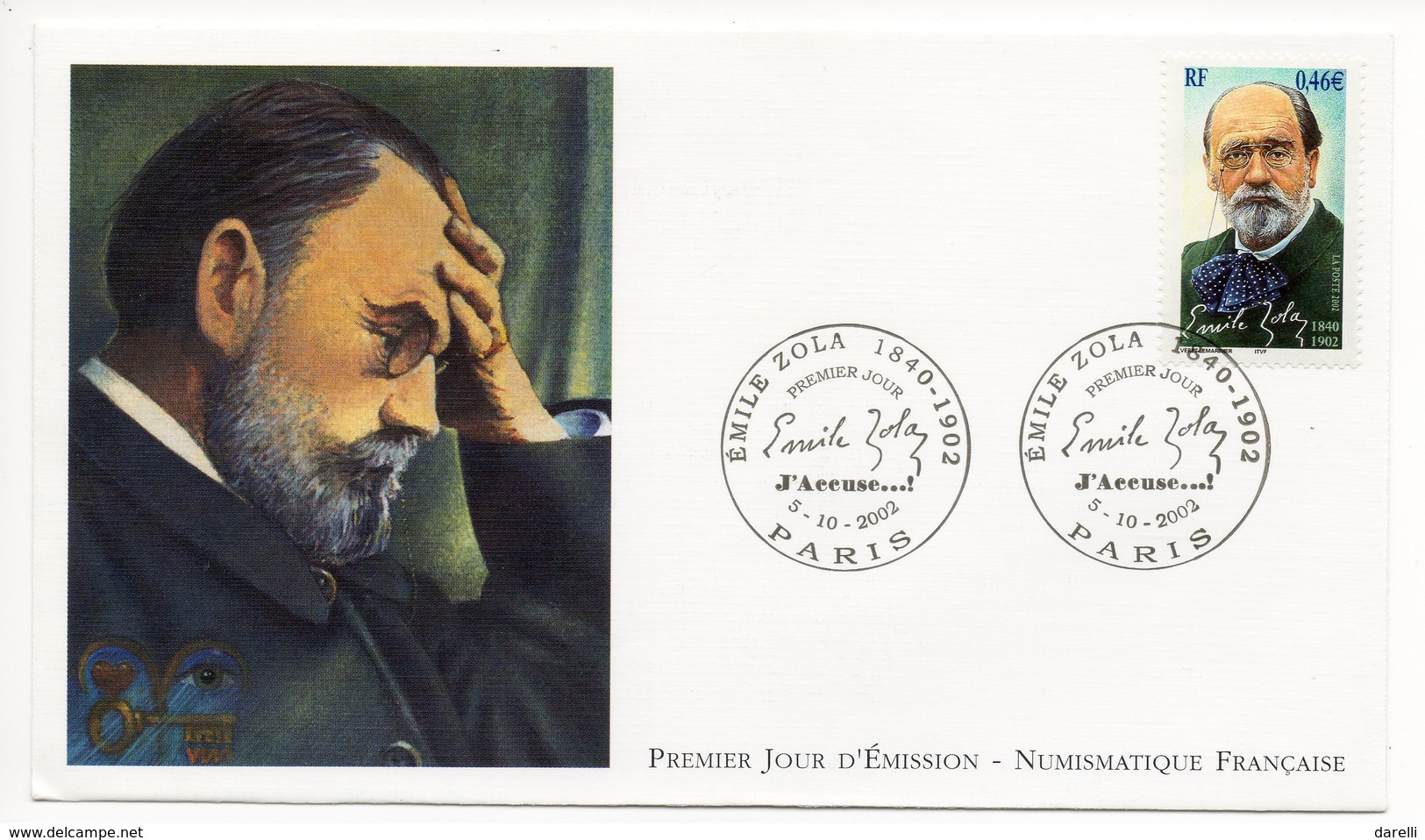 FDC France 2002 - Emile Zola : J’accuse... YT 3524  Paris - 2000-2009