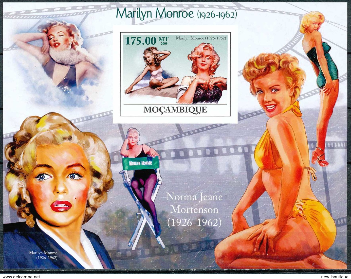 NB - [34263]SUP//ND/Imperf-BL217, Mozambique - ND/imperf - Personnalité, Marilyn Monroe, Actrice De Cinema Americaine - Mozambique