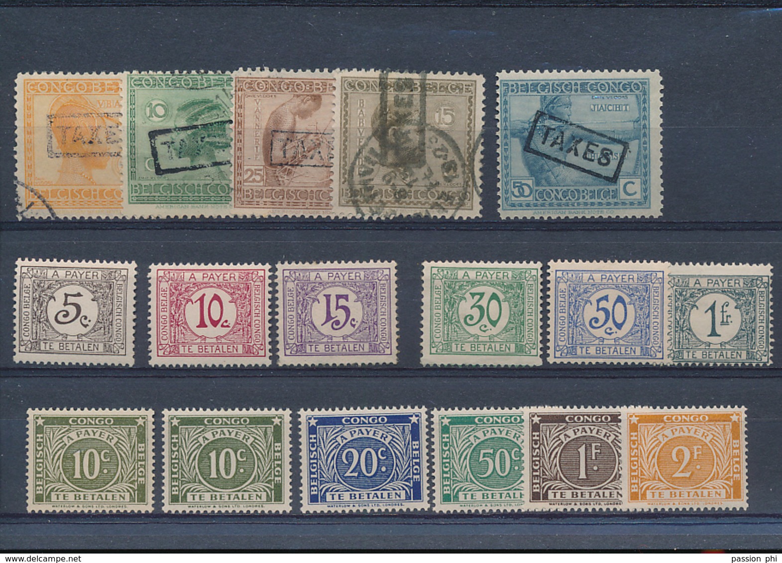 BELGIAN CONGO POSTAGE DUE SELECTION USED LH - Oblitérés