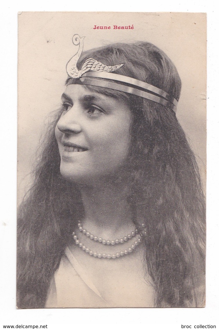 Jeune Beauté, Jolie Jeune Fille, Femme, Cheveux Longs, Coiffure Art Nouveau, Collier De Perles - Frauen