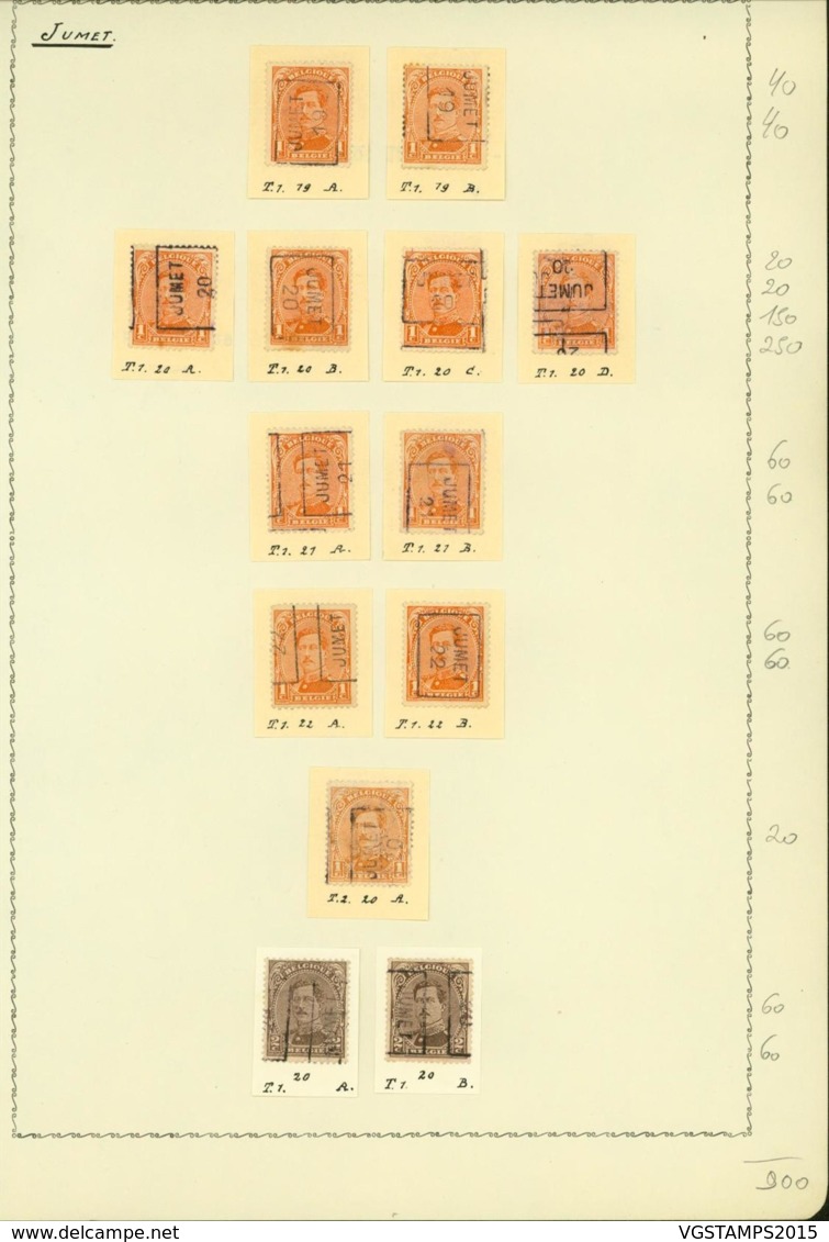 BELGIQUE PREOS JUMET 1-2C 1919-1922 POS A,B,C,D VAL CAT 900 FB MONTE SUR FEUILLE (DD) DC-3299 - Rollenmarken 1920-29