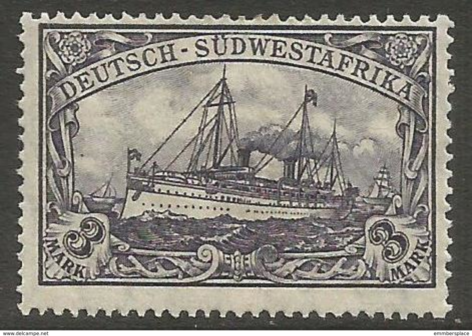 German SW Africa - 1919 Kaiser's Yacht 3mk MH *   Mi 31  Sc 33 - German South West Africa