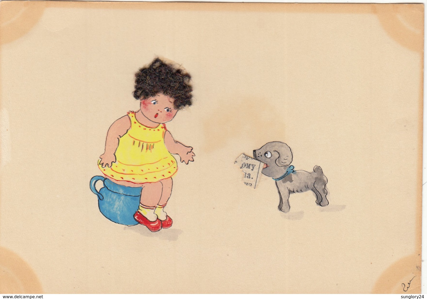 RUSSIA. #2049 CHILDREN. GIRL ON POT AND DOG WITH A GAZETTE. - Russie