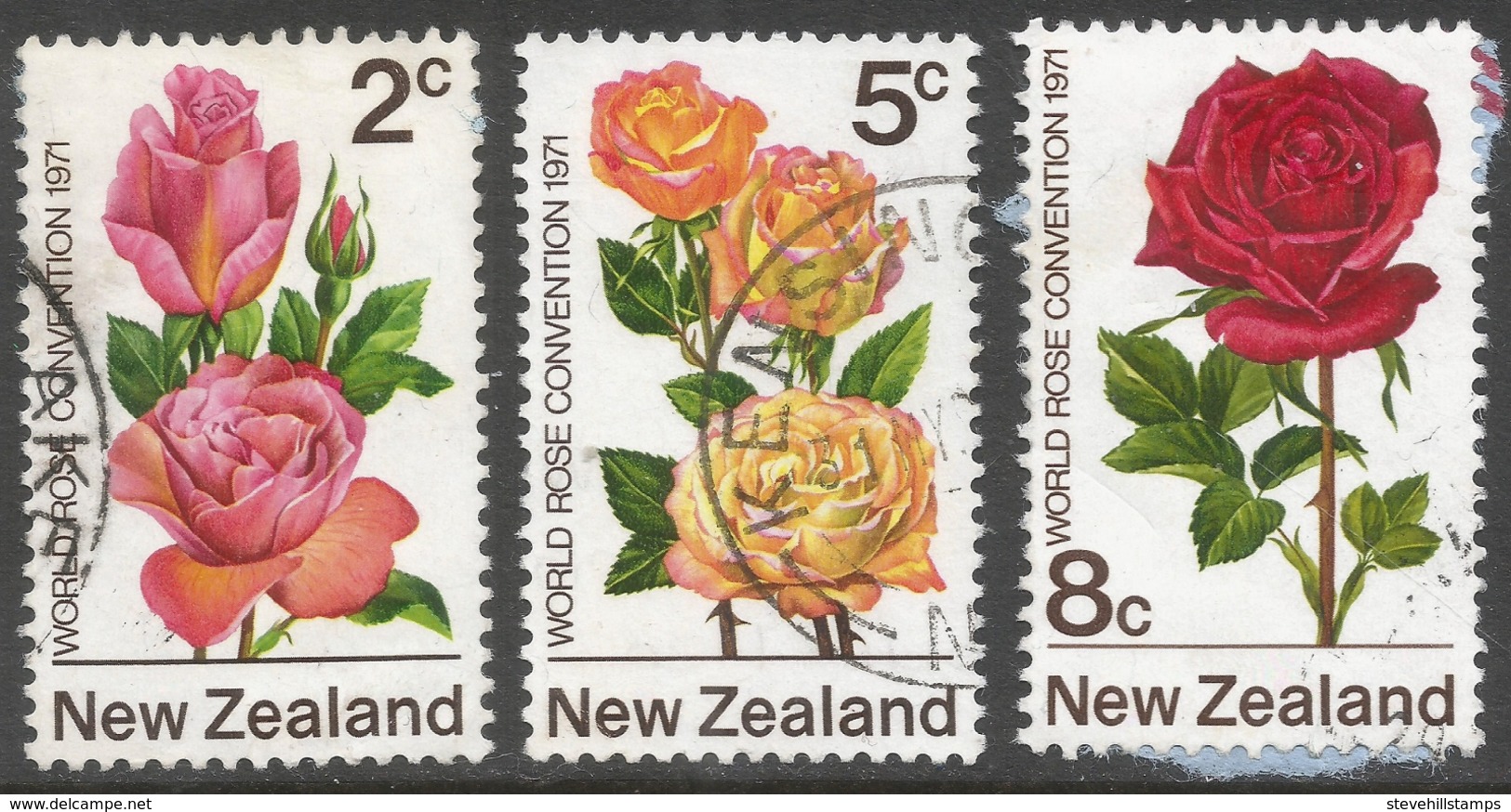 New Zealand. 1971 1st World Rose Convention, Hamilton. Used Complete Set. SG 967-969 - Used Stamps