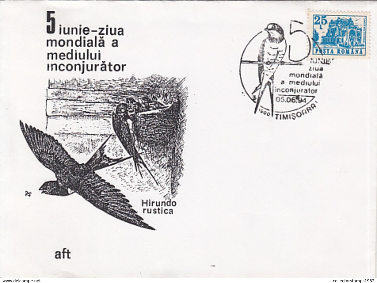 79024-BARN SWALLOW, BIRDS, SPECIAL COVER, 1994, ROMANIA - Golondrinas