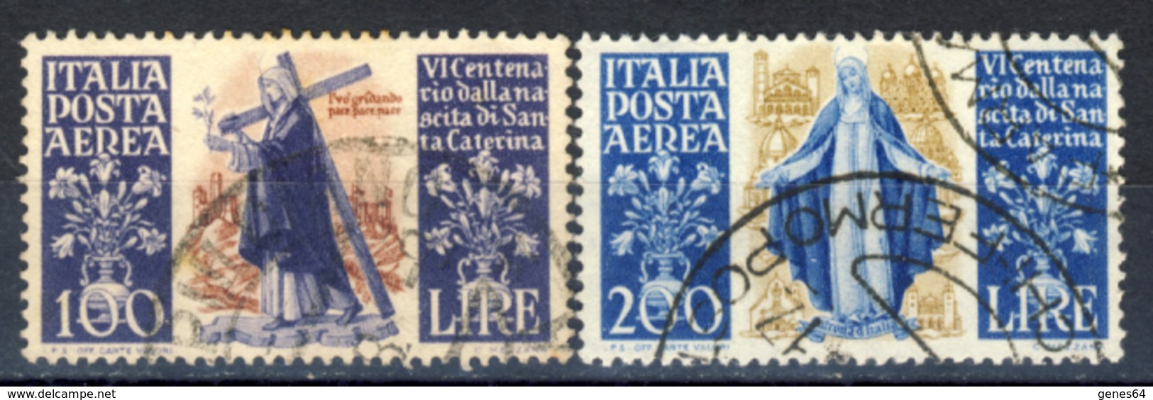 Santa Caterina - Serie Di Posta Aerea 100 E 200 Lire - 1946-60: Usati