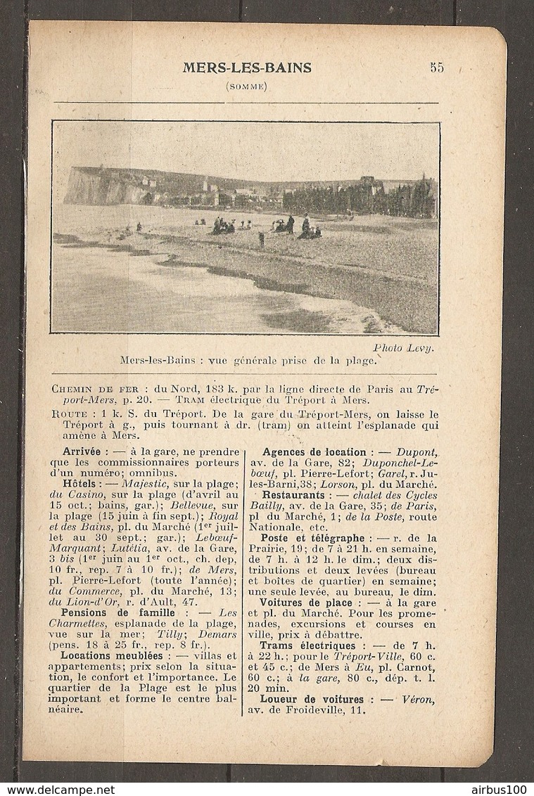 1923 MERS LES BAINS CHEMIN DE FER DU NORD 183 KM PAR LIGNE DIRECTE PARIS AU TREPORT MERS - Chemin De Fer