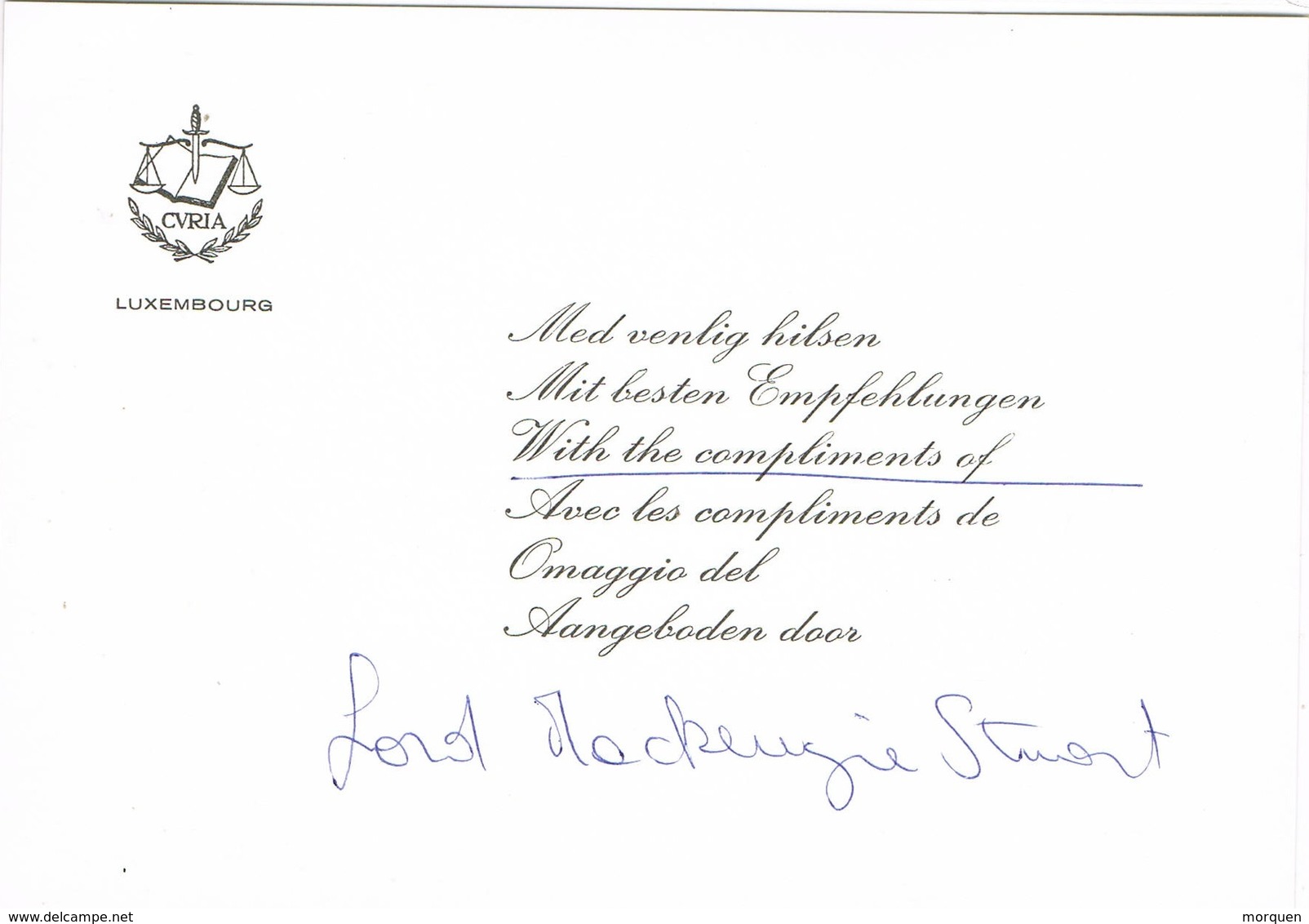 32777. Carta LUXEMBOURG 1980. Signature LORD Alexander Jhon Mckenzie Stuart, Autografo - Cartas & Documentos