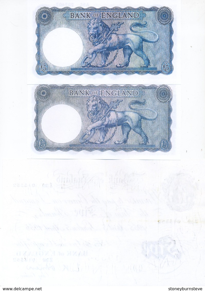 UK Bank Of England 7 Note Set 1955-62 COPY - Sammlungen