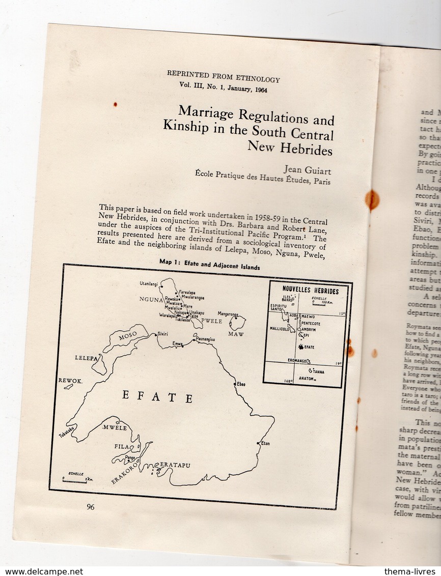 Nouvelles Hébrides : Jean Guiart: Marriage Regulations And Kindship In The South Central New Hebrides  1964 (PPP10684) - Autres & Non Classés