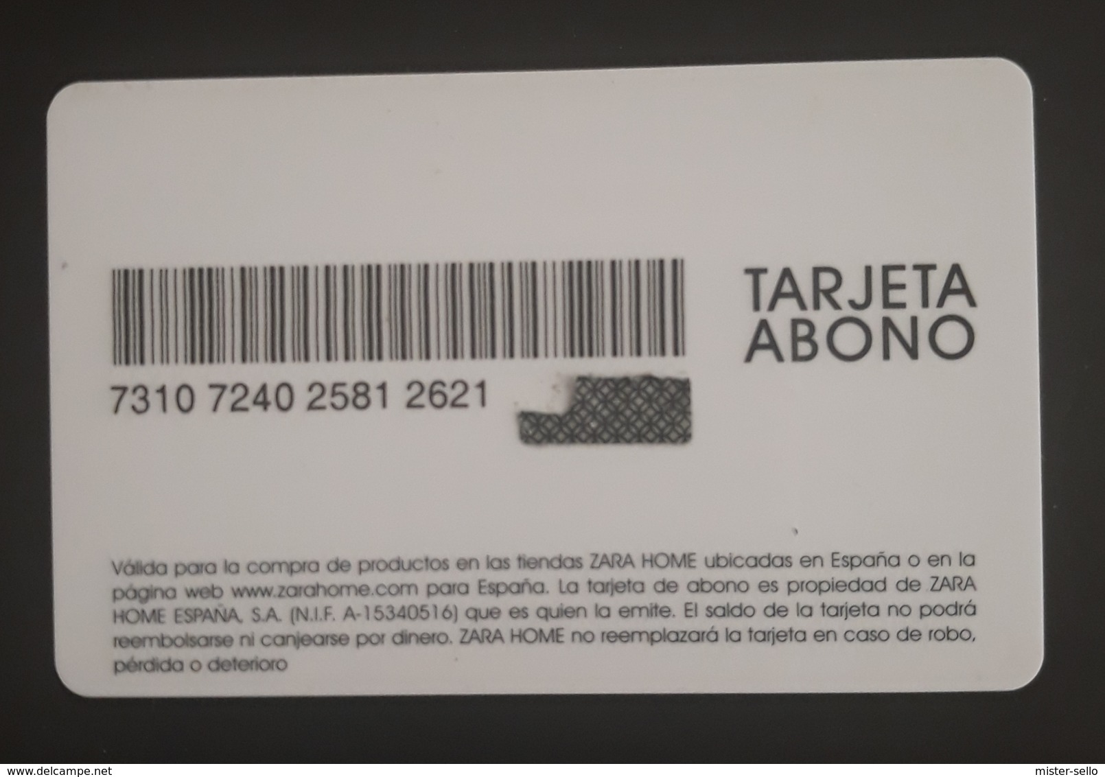 ESPAÑA TARJETA ABONO ZARA HOME. - Otros & Sin Clasificación