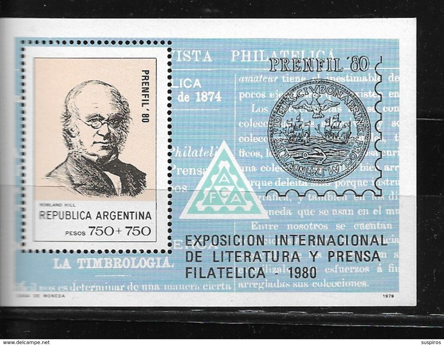 ARGENTINA   1979 "Prenfil 80" - International Exhibition Of Philatelic Literature And Journalism, Buenos Aires ** - Ungebraucht