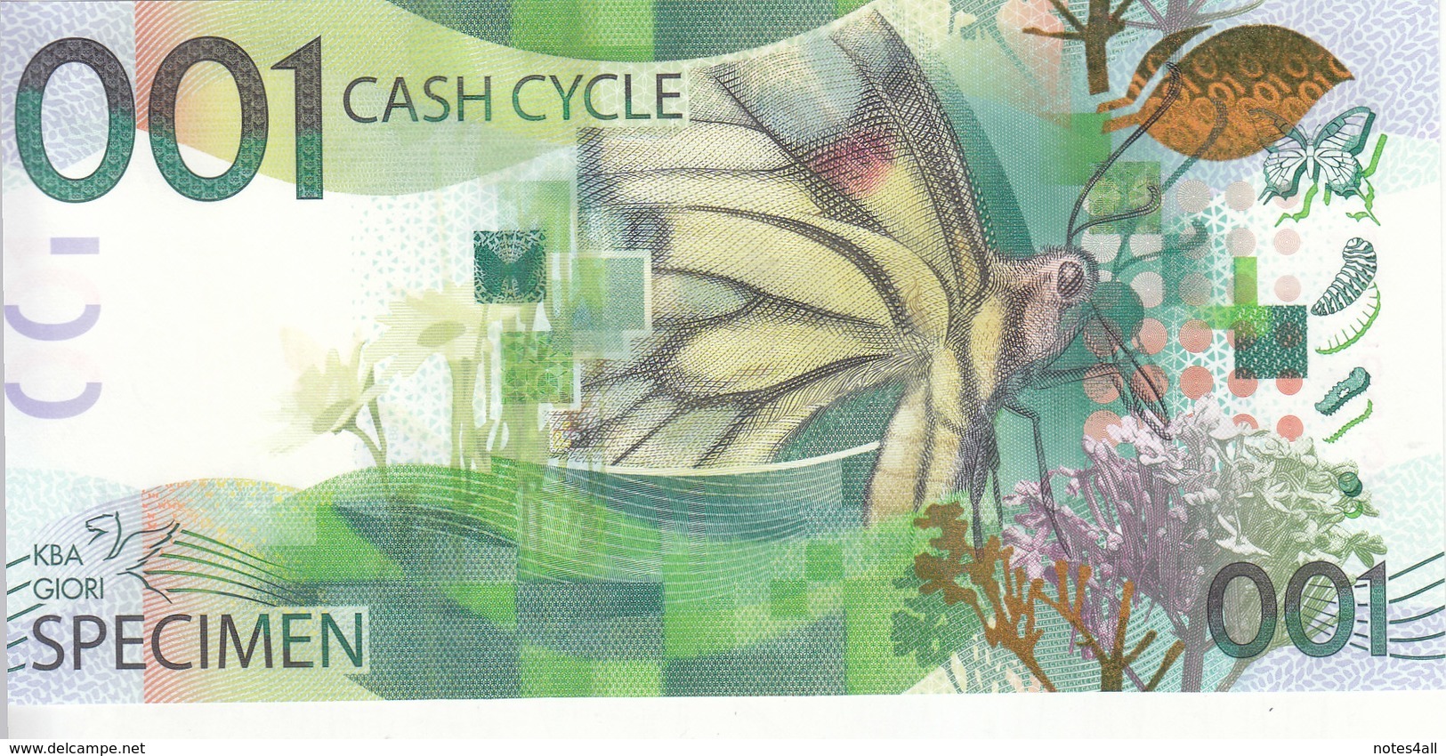 SPECIMEN TDLR TEST NOTE DE LA RUE KBA GIORI 001 CASH CYCLE UNC */* - Fiktive & Specimen