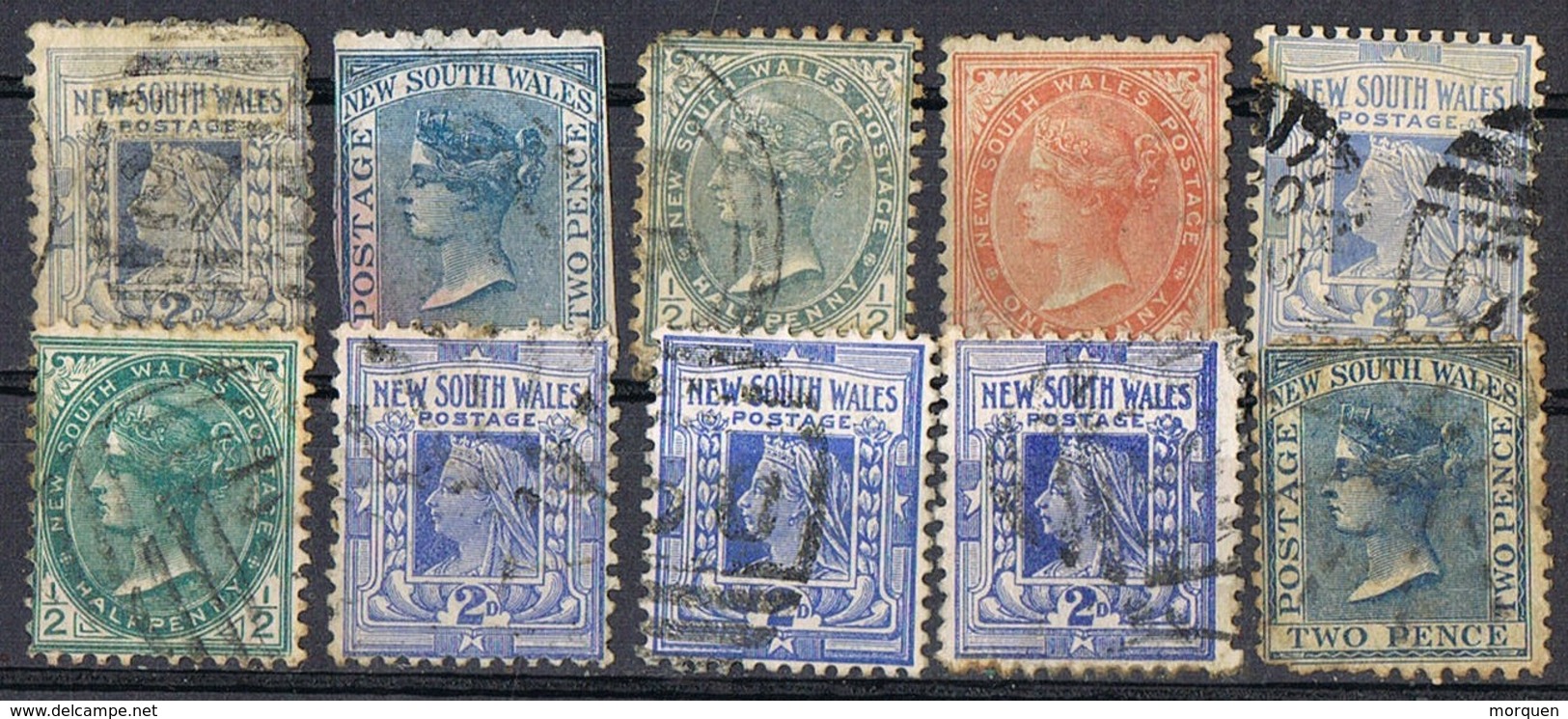 Lote 10 Sellos NEW SOUTH WALES (Australia) Clasic º - Used Stamps