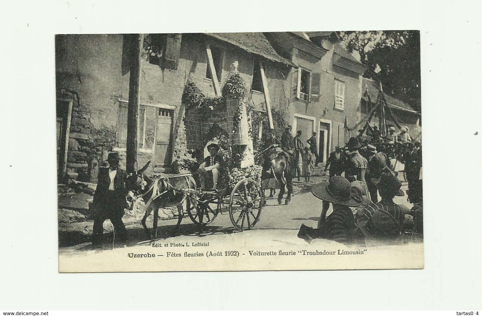 19 - UZERCHE - Fetes Fleuries Aout 1922 Voiturette Fleurie " Troubadour Limousin" Belle Animation Bon état - Uzerche