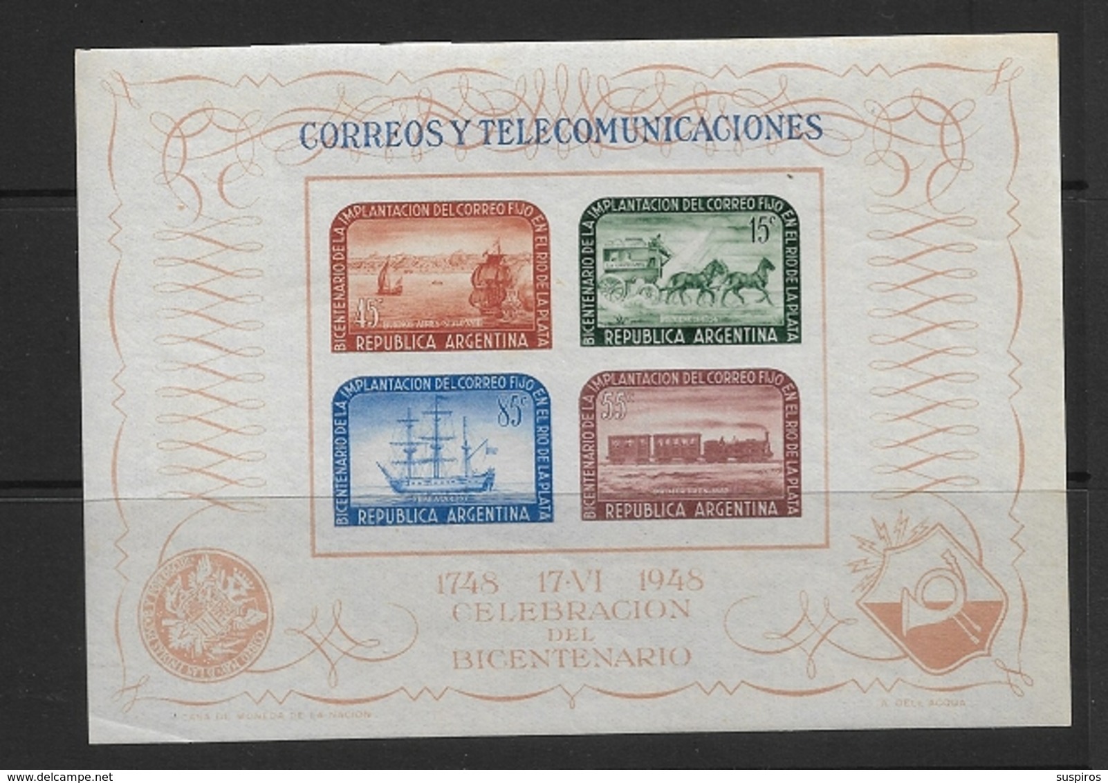 ARGENTINA    1948 The 200th Anniversary Of The Rio De La Plata Postal Service  ** - Ungebraucht