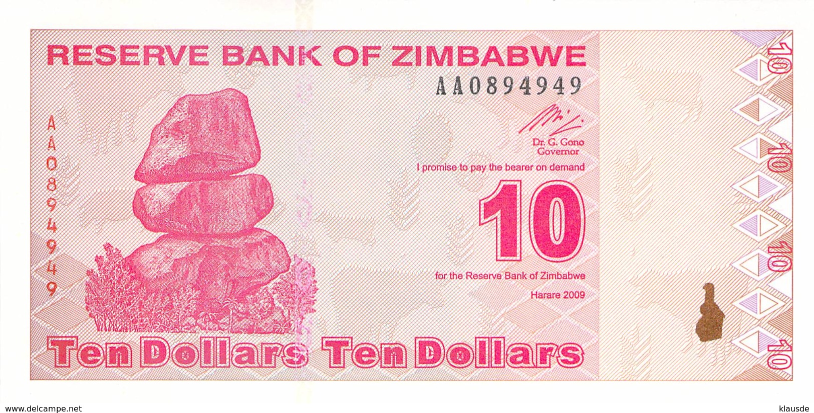 10 Dollar Zimbawe 2009 UNC - Other - Africa