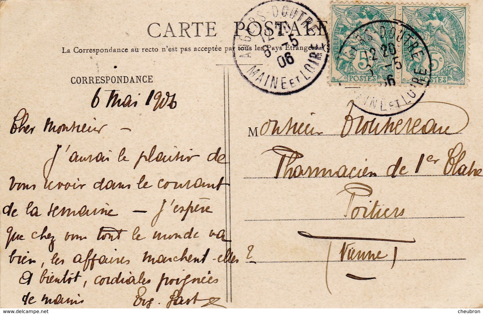 44. SAINT NAZAIRE. CPA . PLACE DE LA GARE ET RUE THIERS. L'HOTEL DES COLONIES ET LA POSTE. ANNÉE 1906 + TEXTE - Saint Nazaire